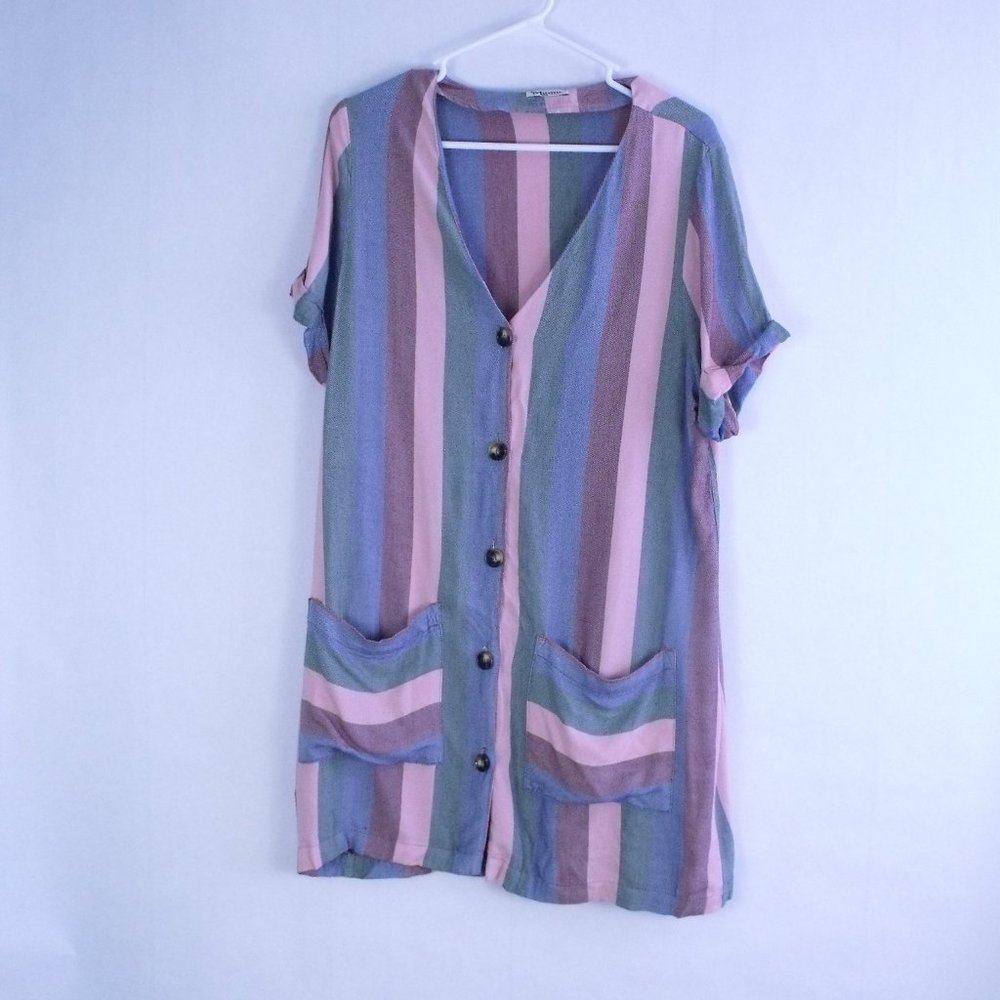 Show Me Your MuMu Striped Mini Dress - Blue, Pink, Green - Picture 3 of 6